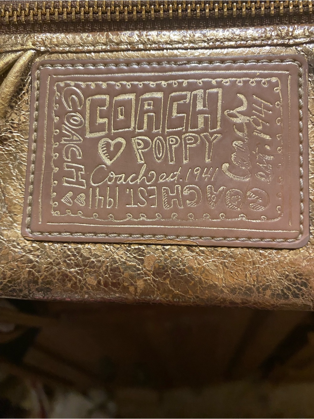 Coach Poppy Metallic Gold Leather WALLET